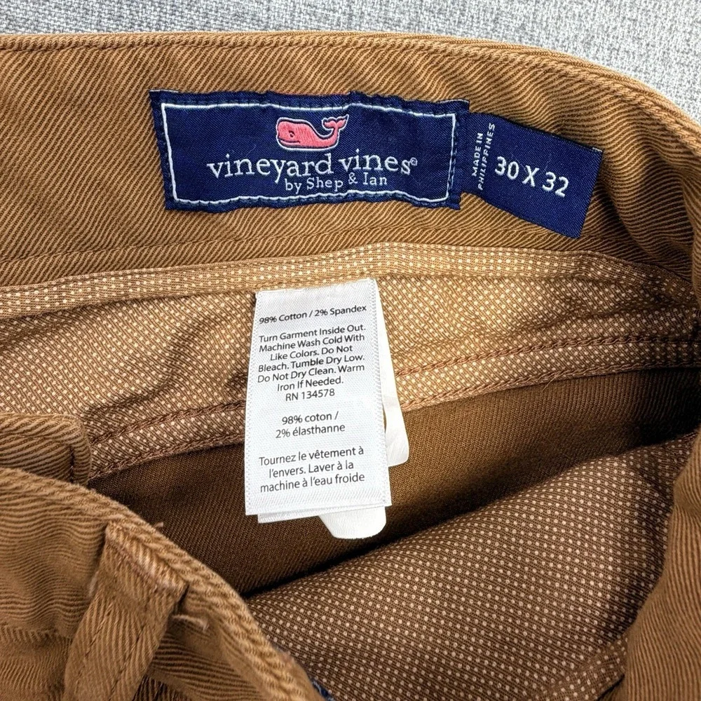 Vineyard Vines Pants Mens 30x31 (Tag 30x32) Brown Stretch Cotton Chino Casual